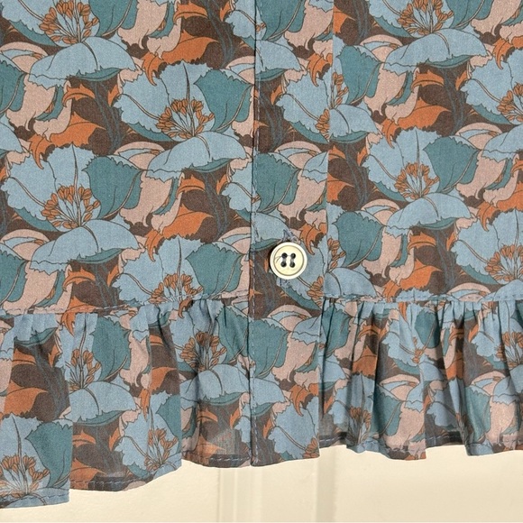 Gilber Gilmore Nicki Ruffle Cropped Cotton Button Down Blouse VTG Floral Print - Picture 5 of 10